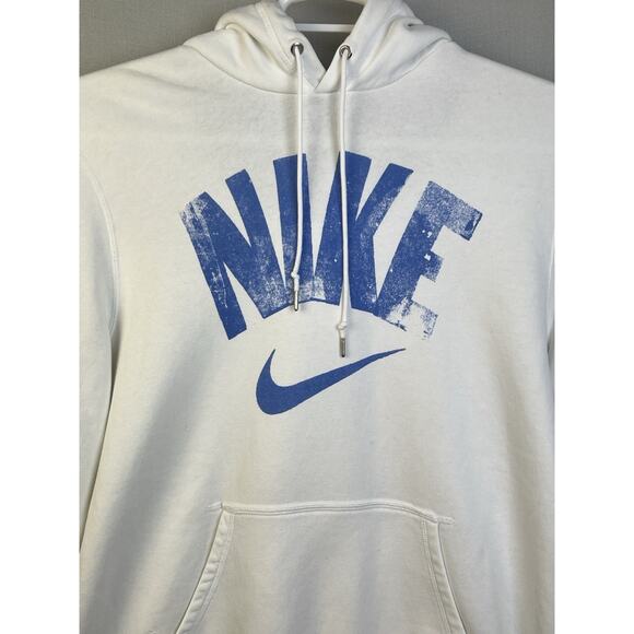Nike Hoodie Men XL White Blue Distressed Logo Athletic Pullover Fleece Sports - Picture 3 of 11